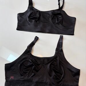 2- Ruby Ribbon Black Bras  with Lace Detail on one. Excellent Condition. Size 38